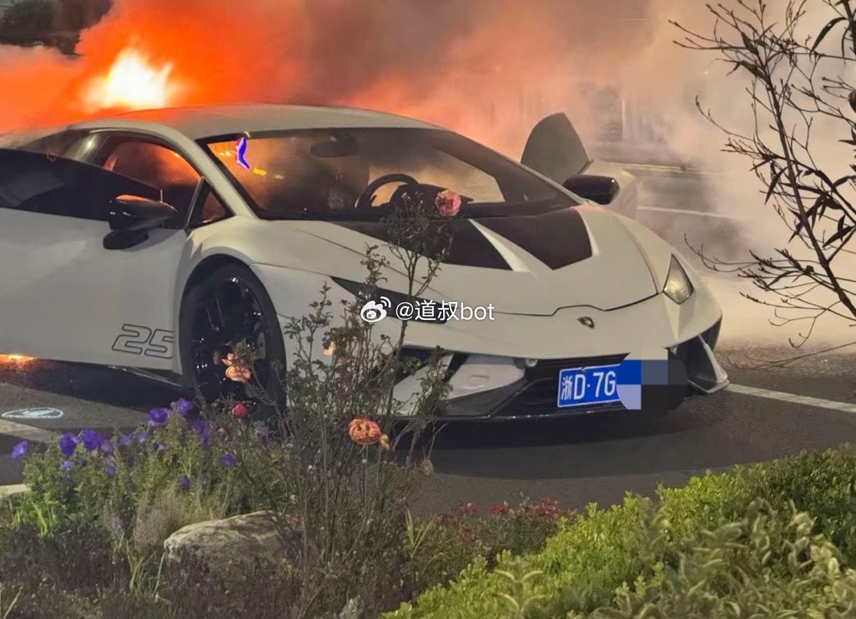 兰博基尼烧了，车主回应人没事。