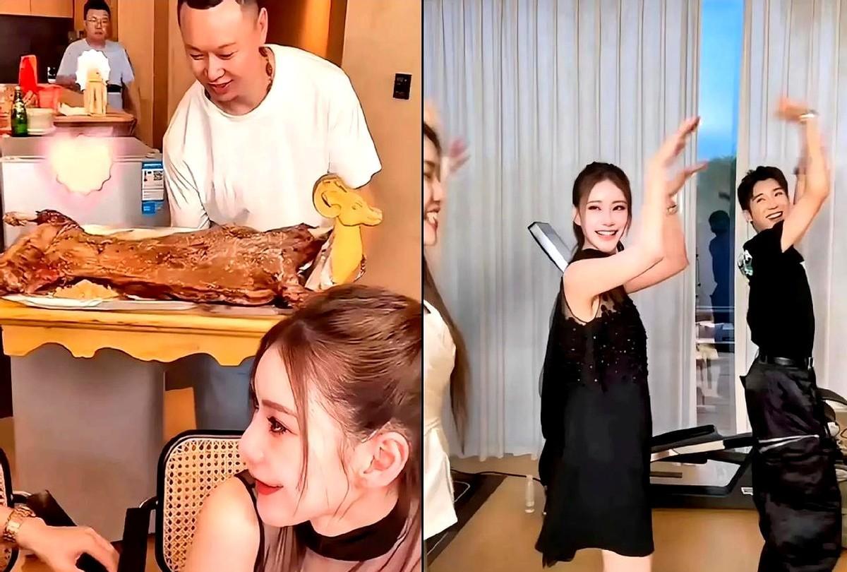 今天的麻六记直播间太快乐了，小梅还精心打扮了一番，与平时的直播造型相比差别不小。