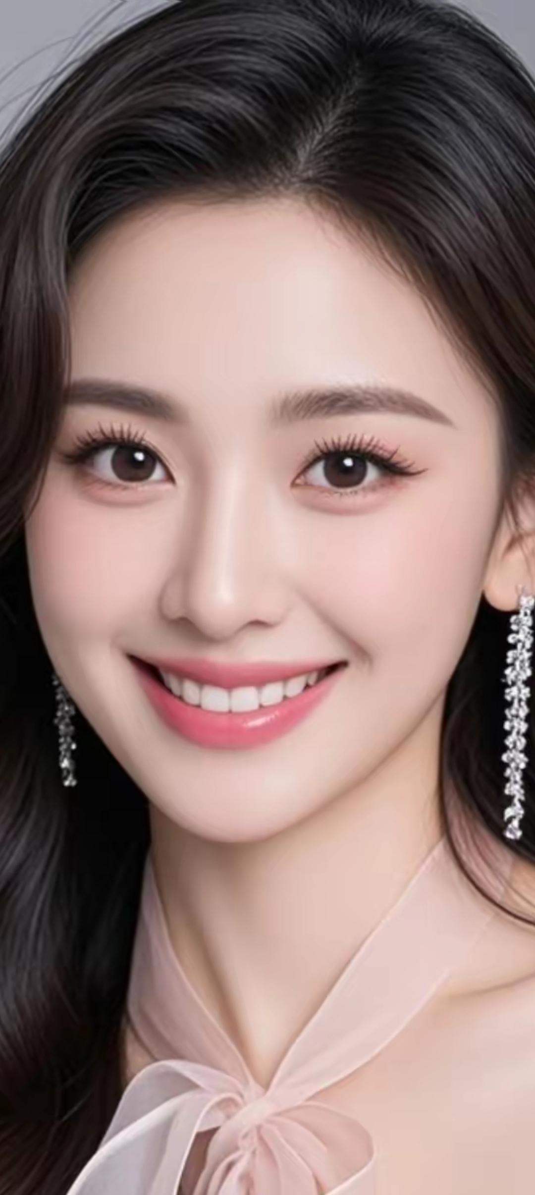 甜美笑容，优雅气质，闪耀耳环，完美妆容，女神范儿十足！🌸✨