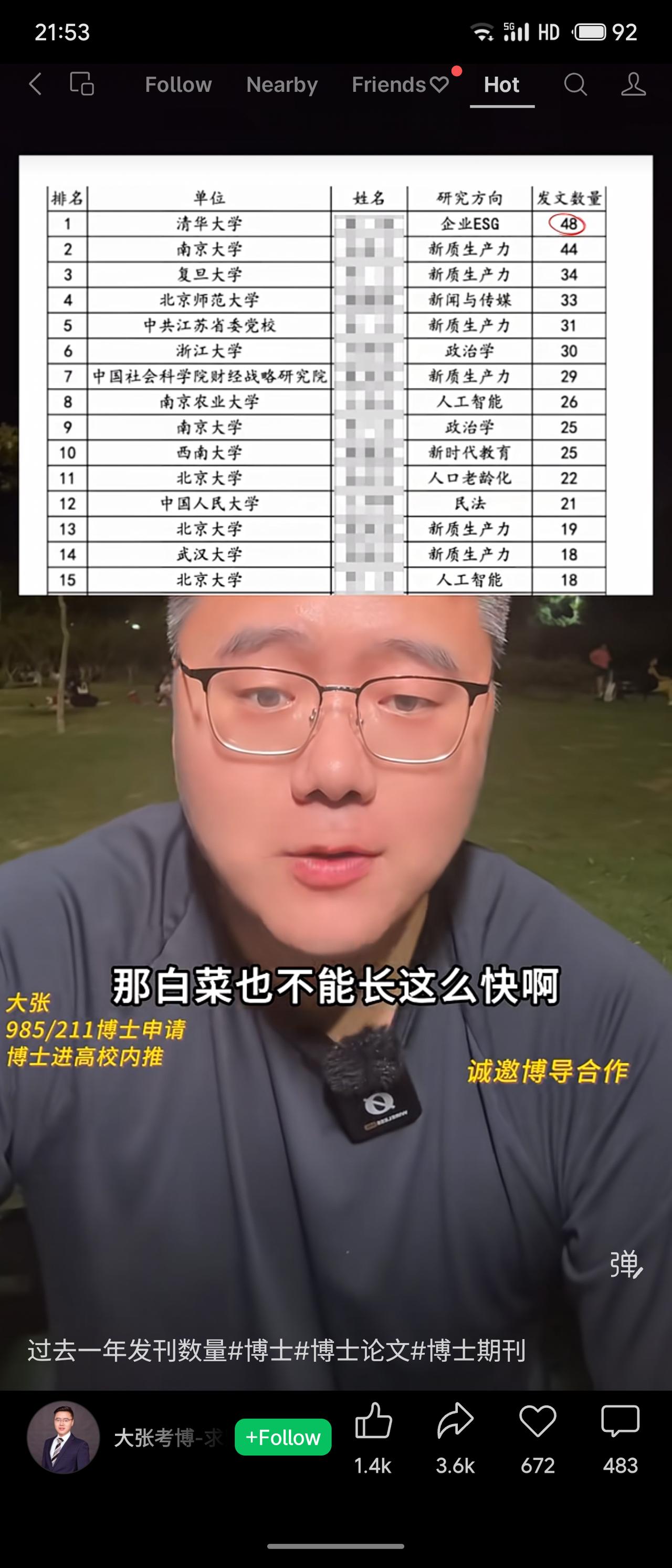 列出部分高校及机构的2025年研究方向与发文量，其中“新质生产力”为高频主题。最