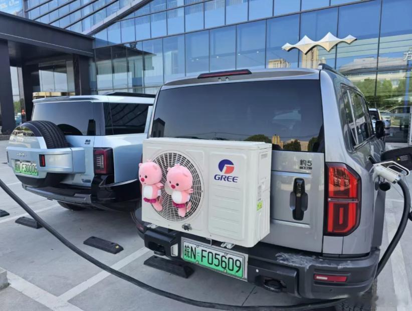 把备胎整成空调外机，方程豹车主是真的有才啊[大笑]​​​