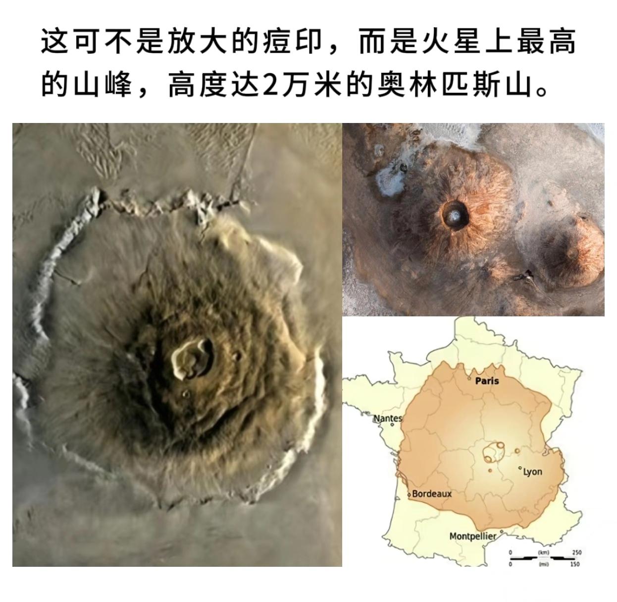 这可不是放大的痘印，而是火星上最高的山峰。