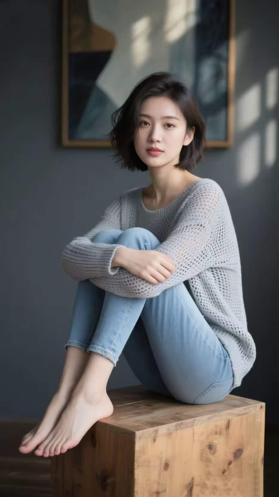 慵懒午后，坐在木箱上，享受宁静时光。缺钱和缺爱，你更害怕什么怎么穿搭更简约时髦