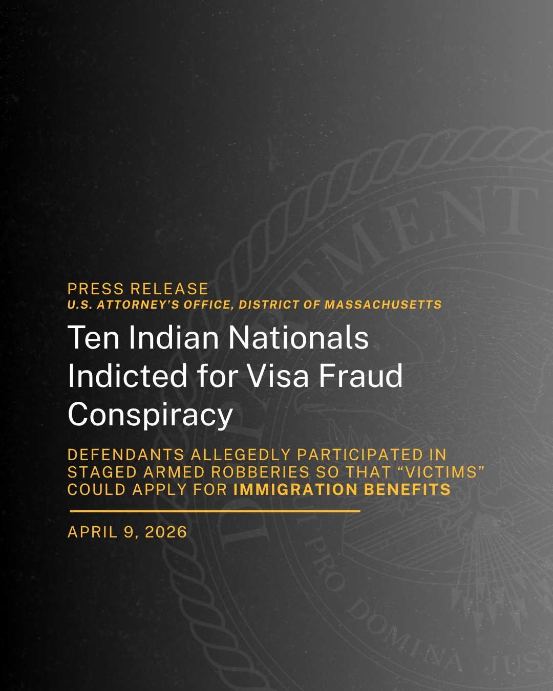 印度人帮印度人移民真是想尽花招。¹美国，马萨诸塞州，一伙三四十岁的印度人长期接