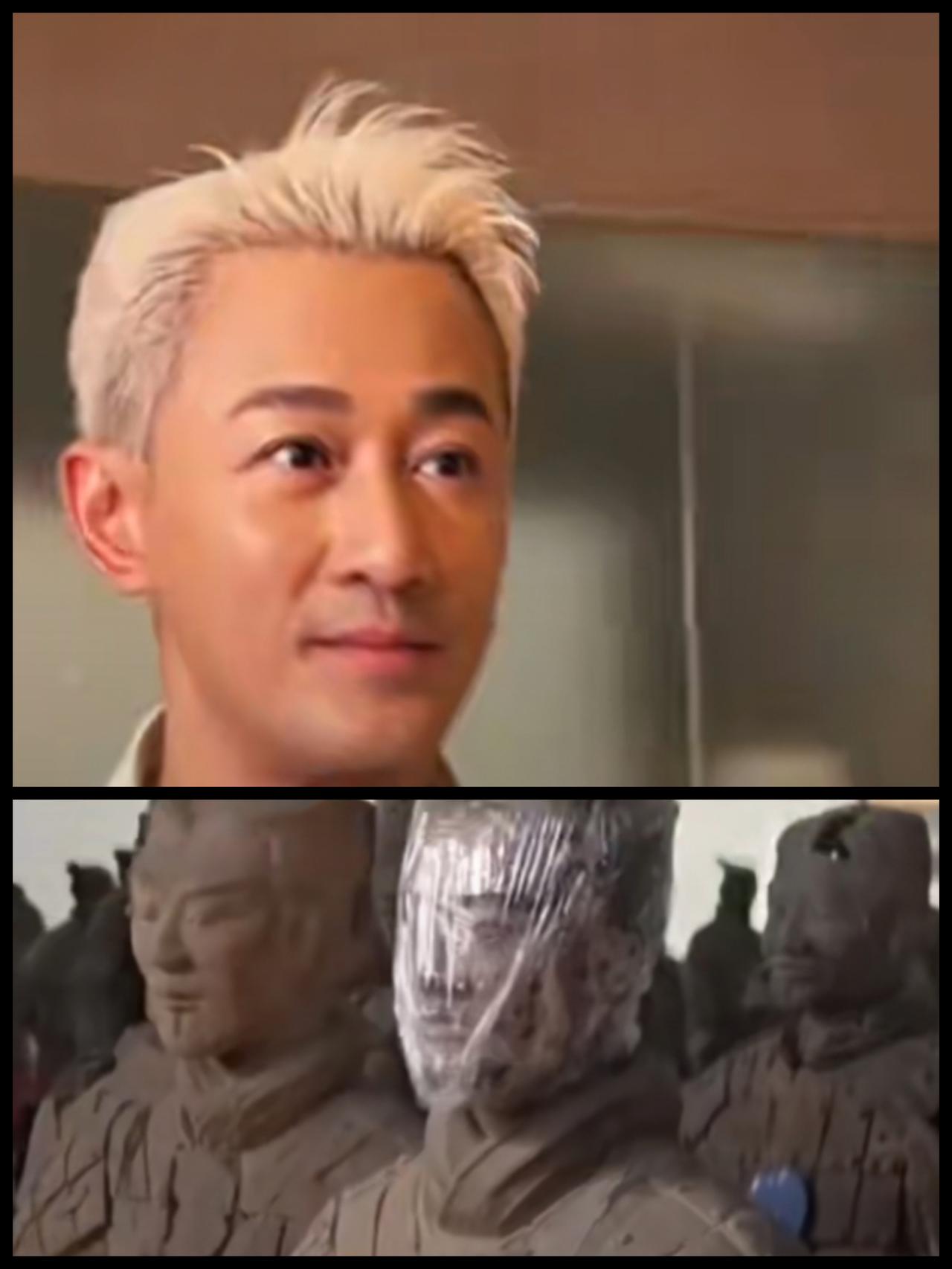 近日，香港演员林峯谈到自己和新挖掘出来的兵马俑撞脸，直言“我都有点吓到”，坐在旁