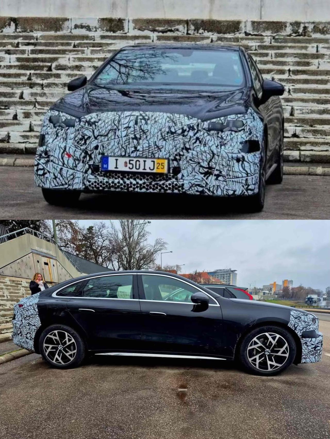 最近曝光的奔驰C级EV实车图，可以理解为奔驰GLCEV的三厢版本。平台来自MB