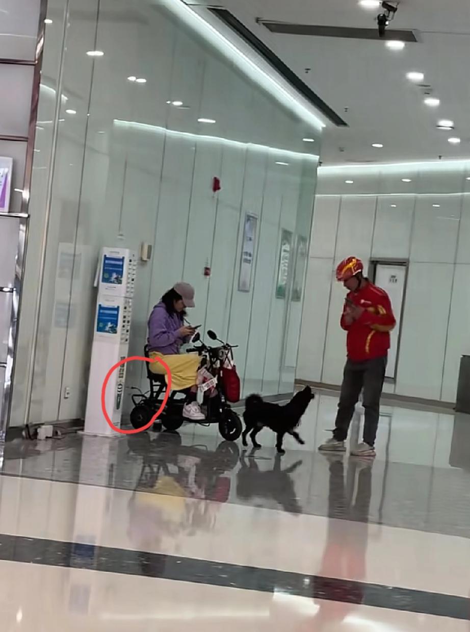 上海金山万达广场，女子在商场遛狗不牵绳子，这条黑狗见到人路过就追着叫，女子则是安