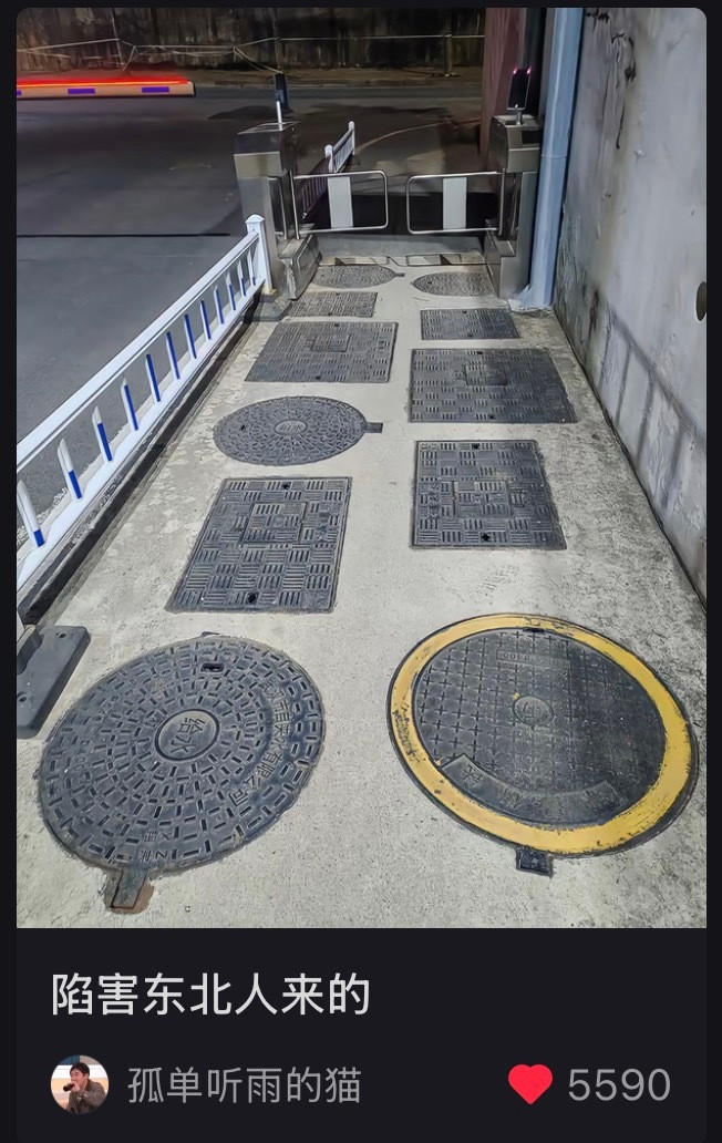 这个贴评论区的东北ip都在琢磨设计路线避开井盖，河南ip都非常可爱的在玩梗啊哈哈