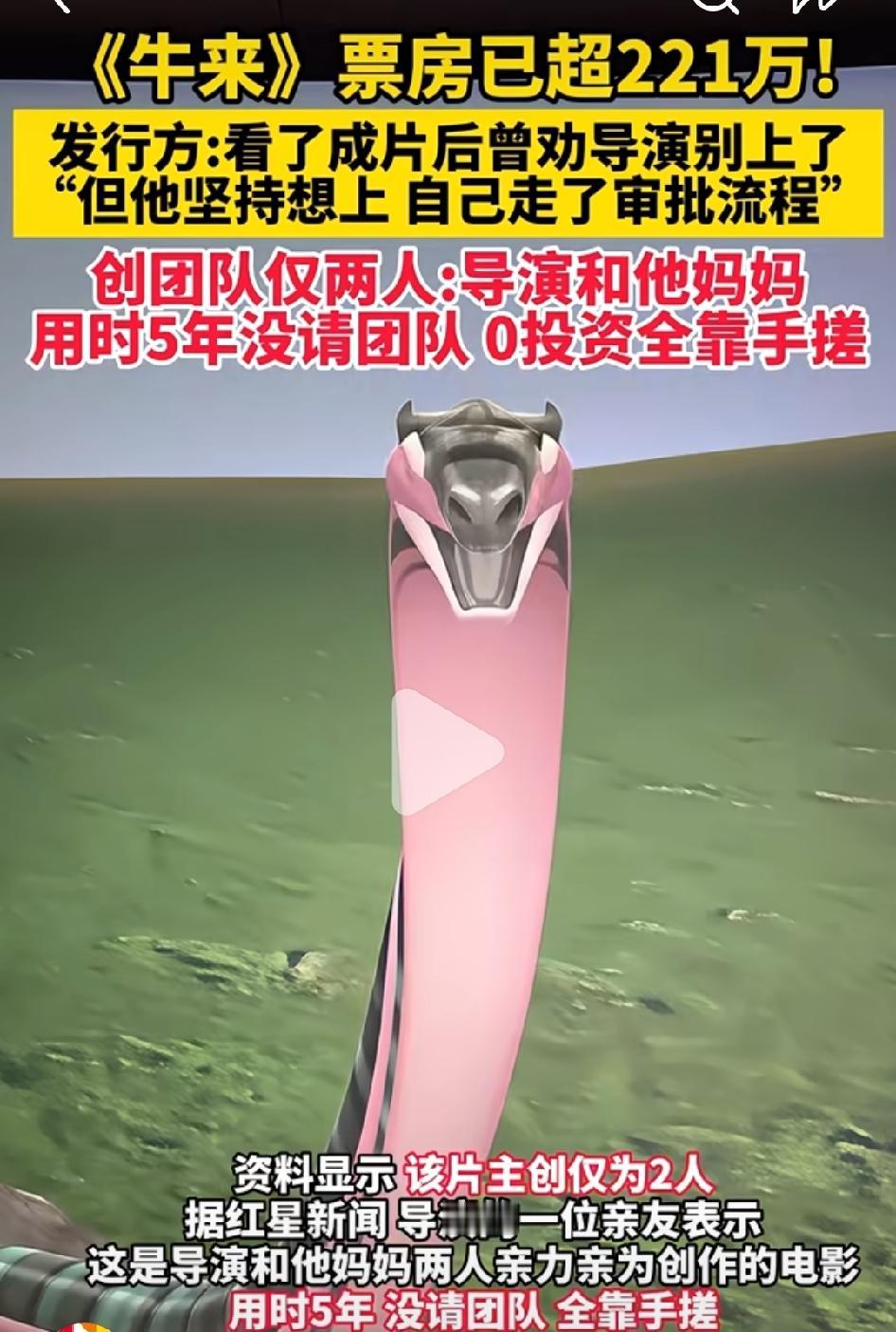 我很好奇，《牛来》这样一部“手搓”电影为什么能在院线上映？它是怎么过的审核？即