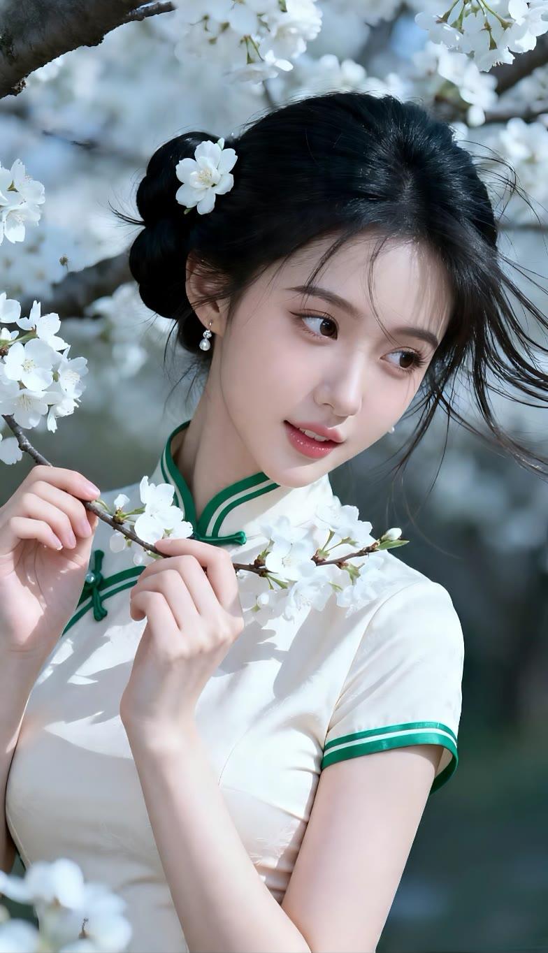 花间美人笑，春风满面来。