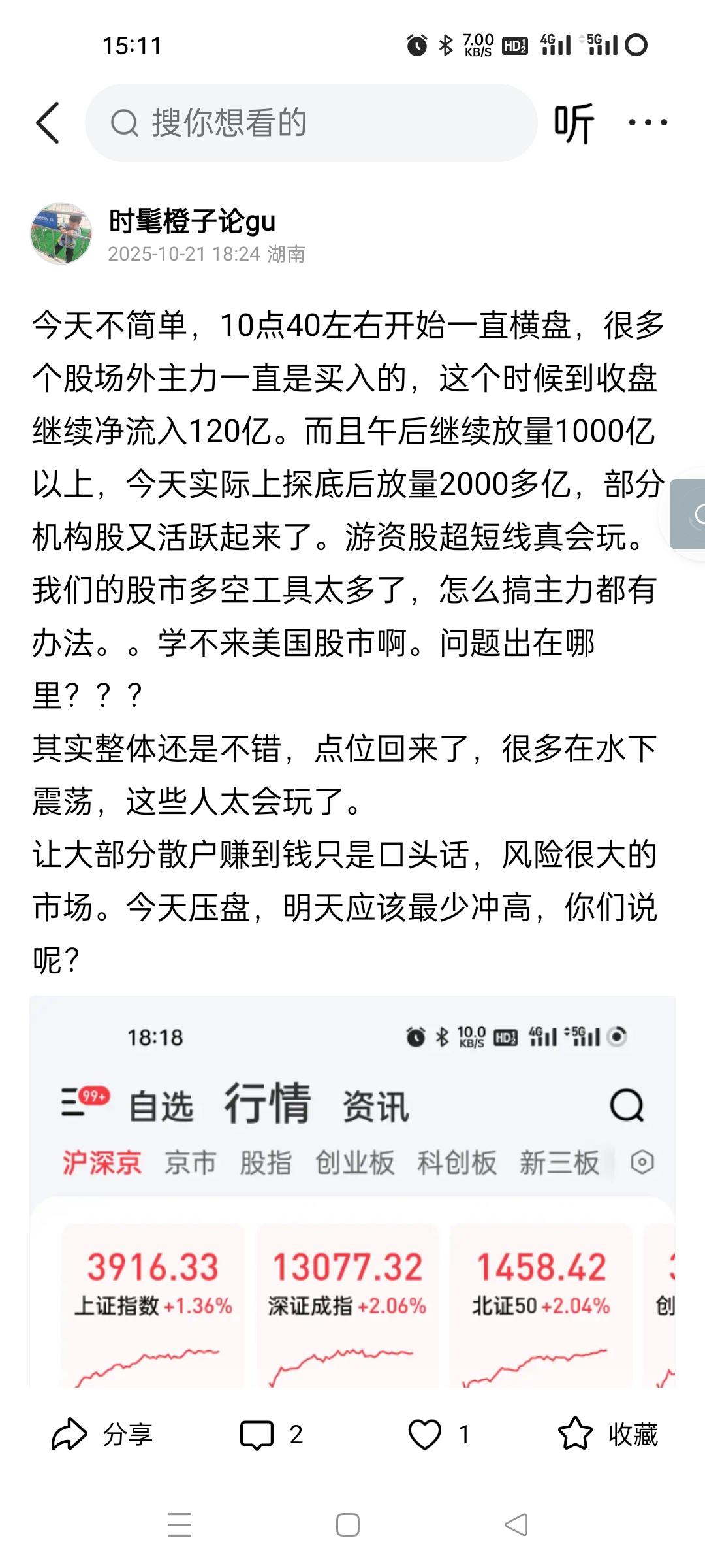 我21号判断22应该冲高。结果只是冲到平盘。一般主力净流入不少的第二天都会不错。
