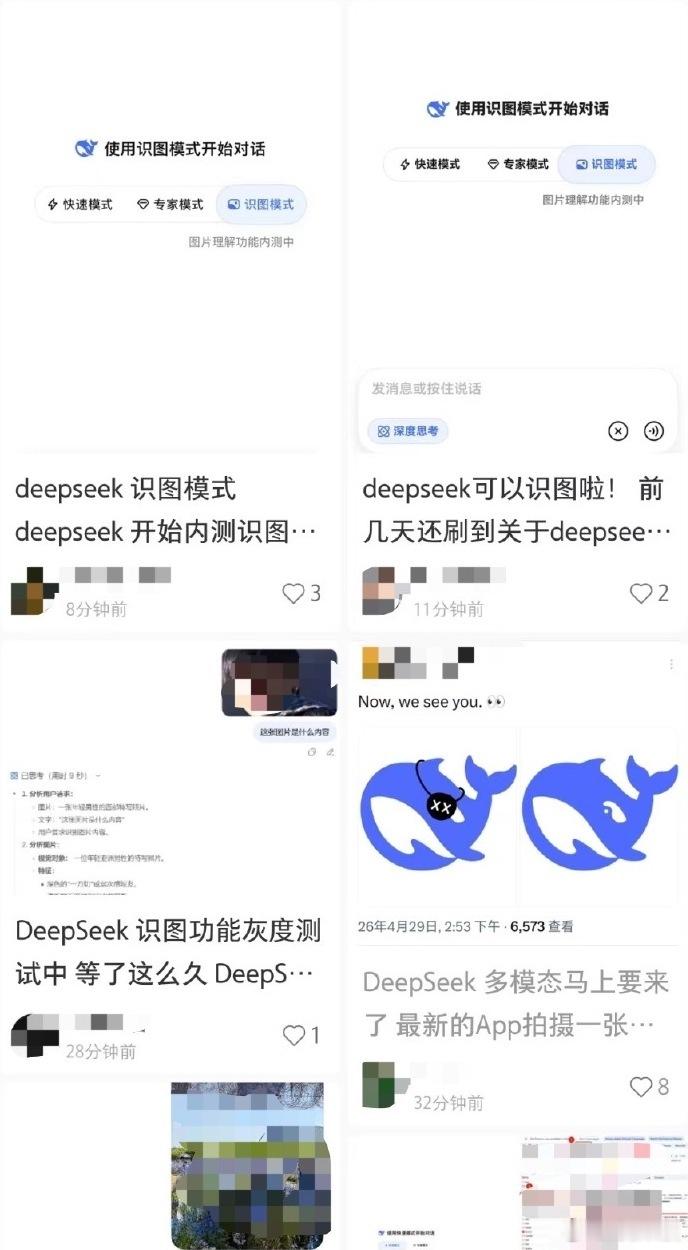 【DeepSeek终于能“看图”了】近日，DeepSeek正在灰度测试“识图