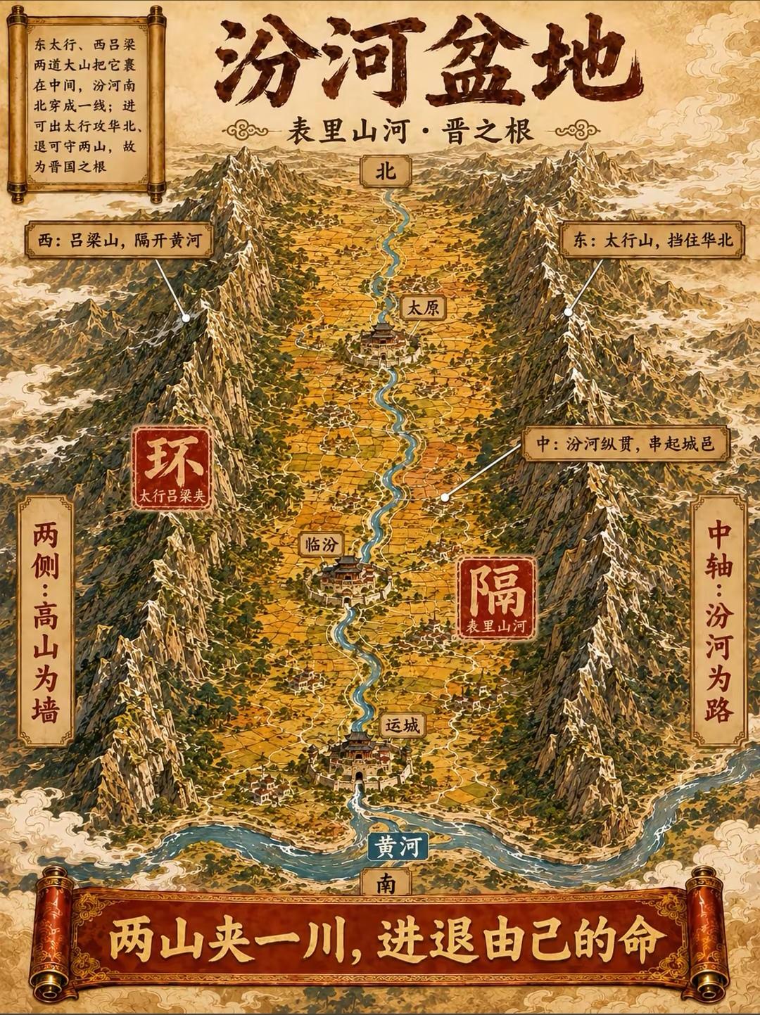 汾河盆地着实是山西地貌中颇具意趣的一处独特存在。它整体呈北窄南宽的长条状断陷盆