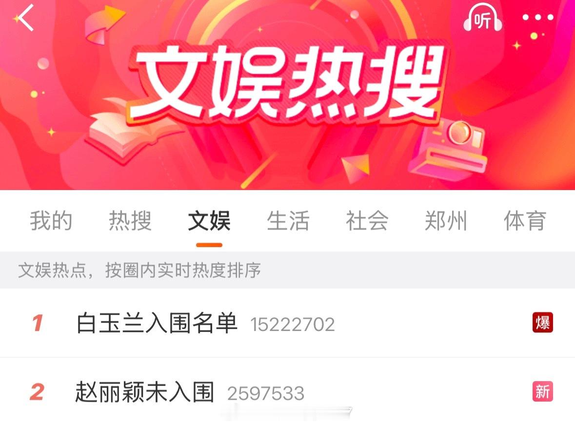 赵丽颖《在人间》《小城大事》均未入围白玉兰最佳女主角，文娱热搜已经冲上榜2了，要