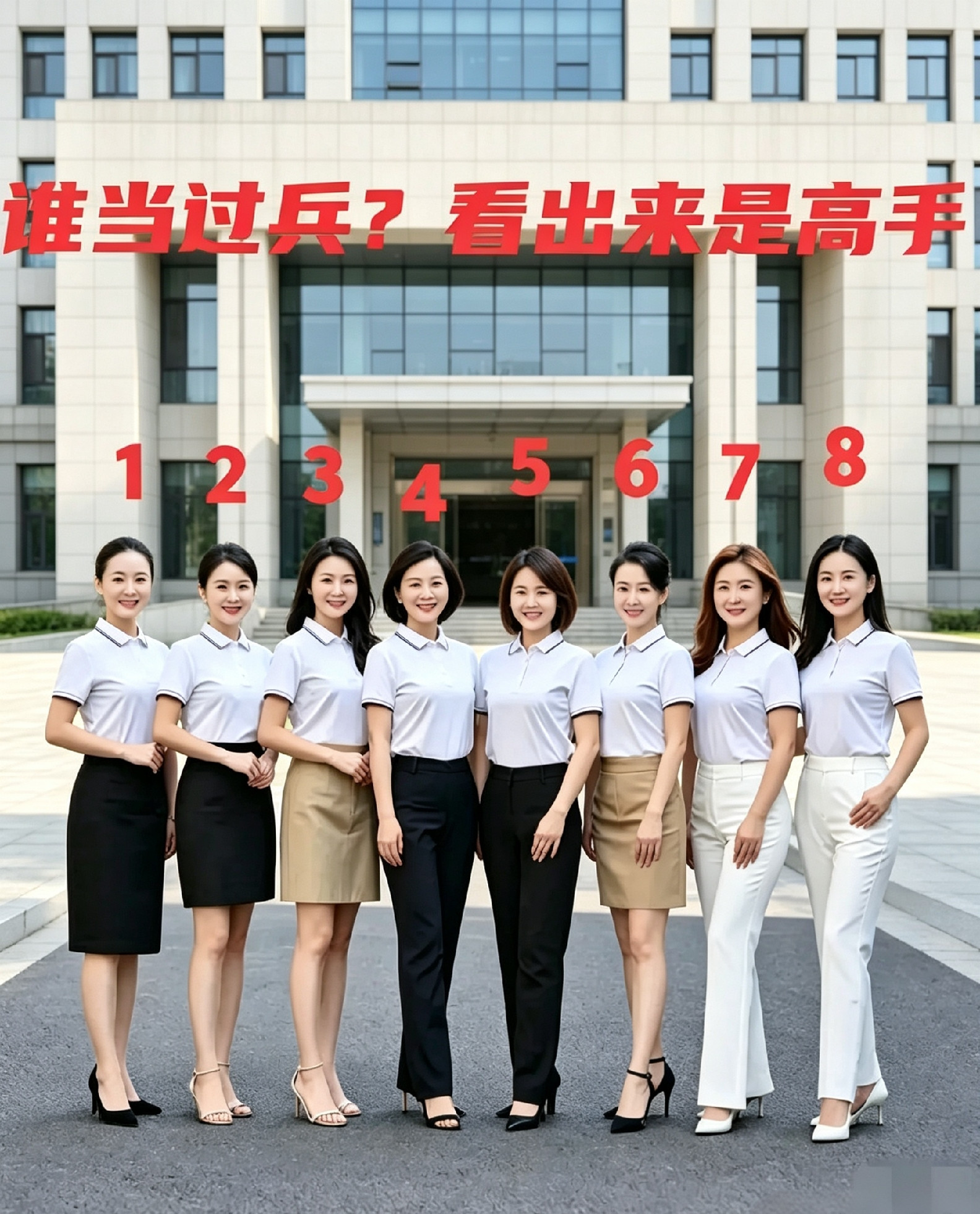 8位美女当中，有一位当过兵，你能凭直觉看出来吗？