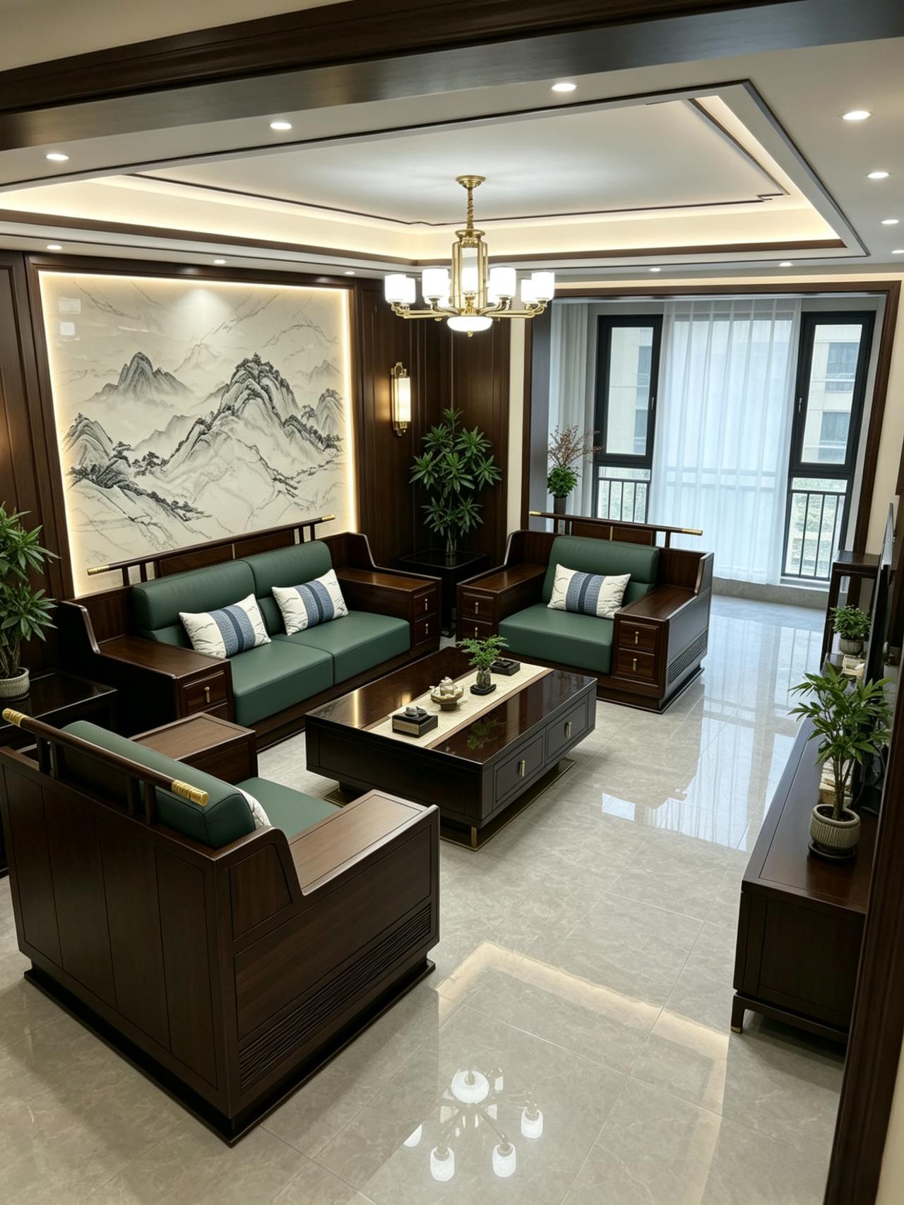 新中式客厅风格装修新中式家具新中式沙发全屋定制真实生活分享计划