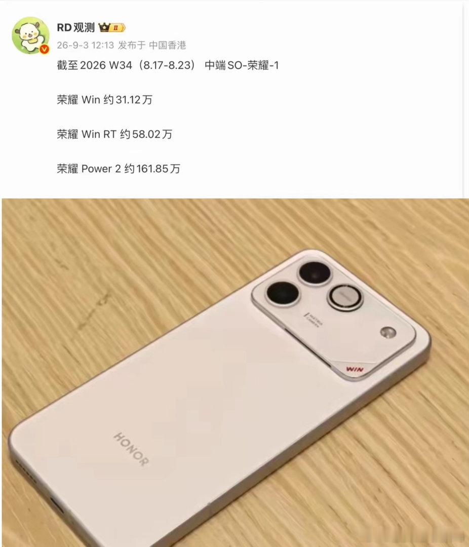 荣耀WIN本来是今年最稳的一张牌，去年年底发布时性价比直接封神，中端机里几乎没有