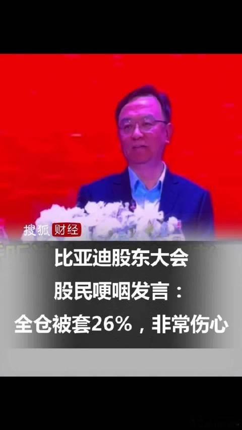 比亚迪股东大会现场破防一幕，道尽散户亏钱根源比亚迪股东大会上一名股东现场哽咽诉苦