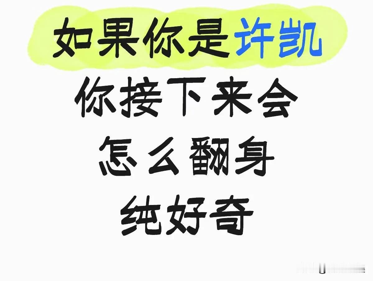 粉丝问我许凯接下来会怎么翻身？其实，许凯就没有塌方，不存在翻什么什么时候翻身