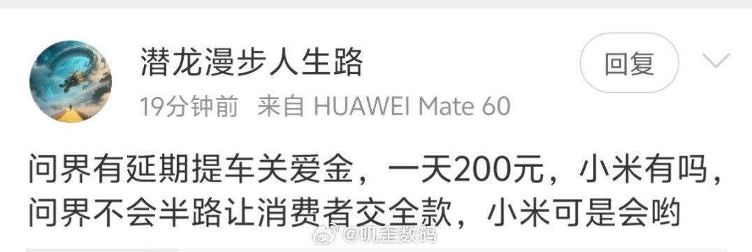 问界有延期提车关爱金，一天200元，小米有吗？那你直接买问界不就完了嘛，觉得小米
