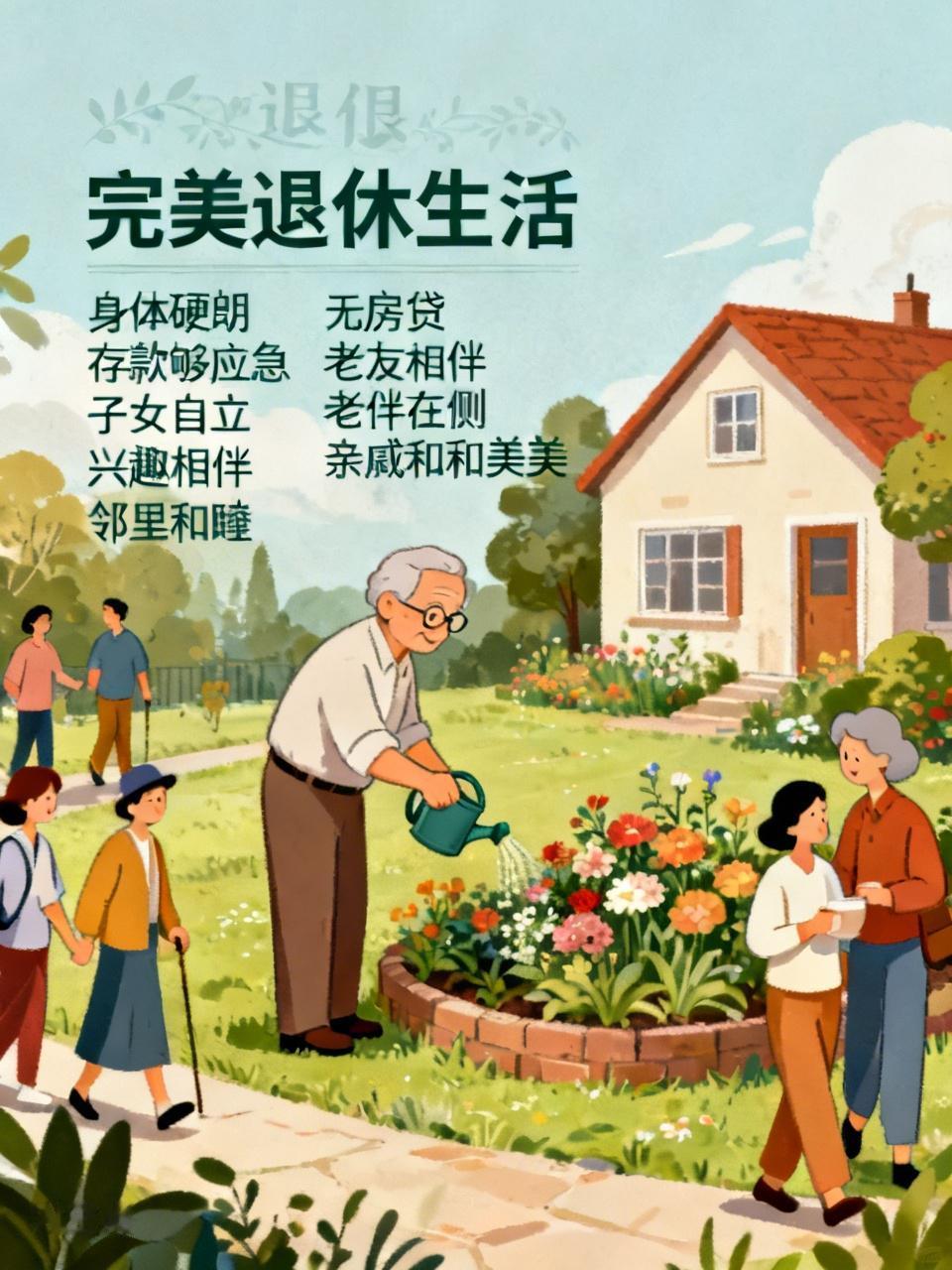 网传完美退休生活的10大标准：1.身体硬朗，基础病可控；2.有套自己的房子