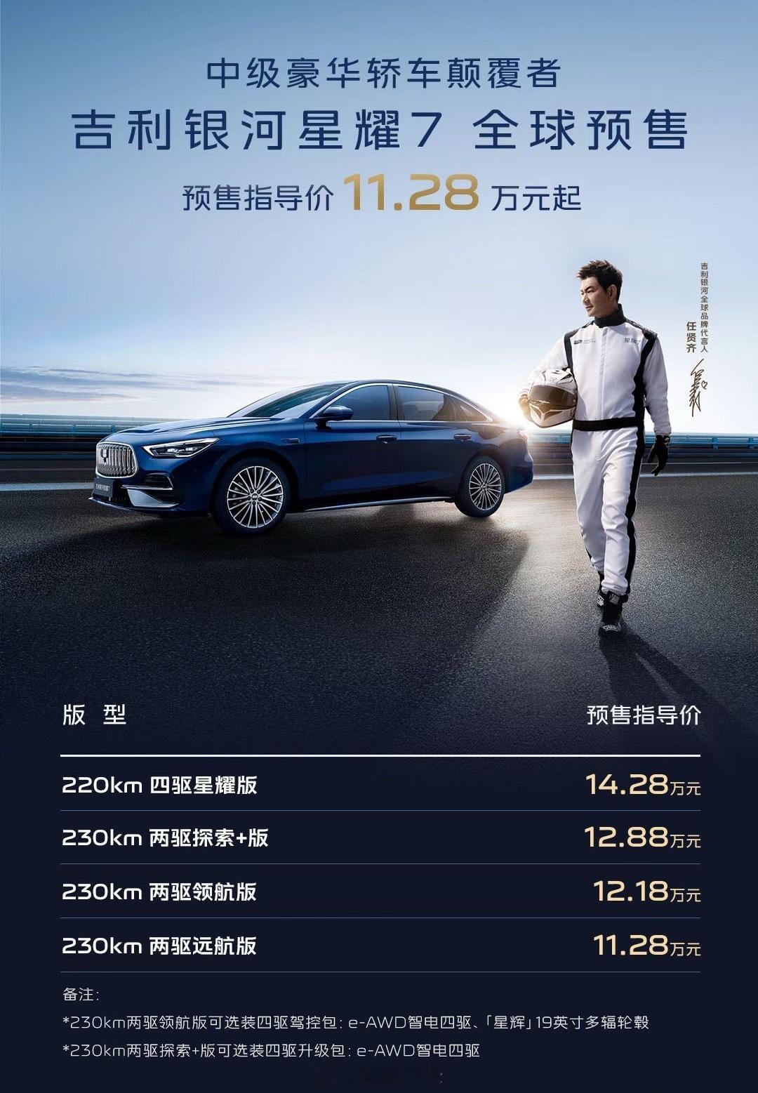 今晚一共有五六个发布会吧入门门槛最低，更多人能买的是它吉利银河星耀7预售指导价