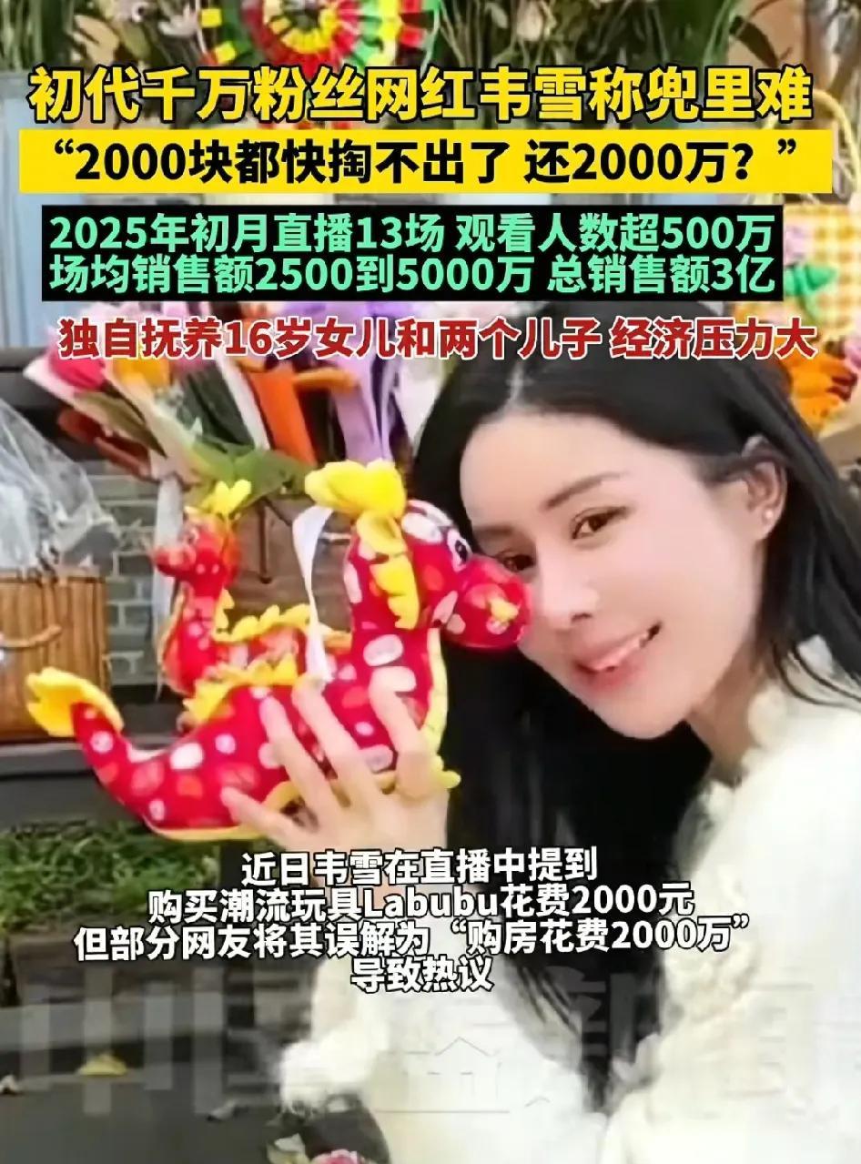 你发现了吗？聪明的人都是会装穷的，比如初代千万网红韦雪，最近直播的时候就说自己