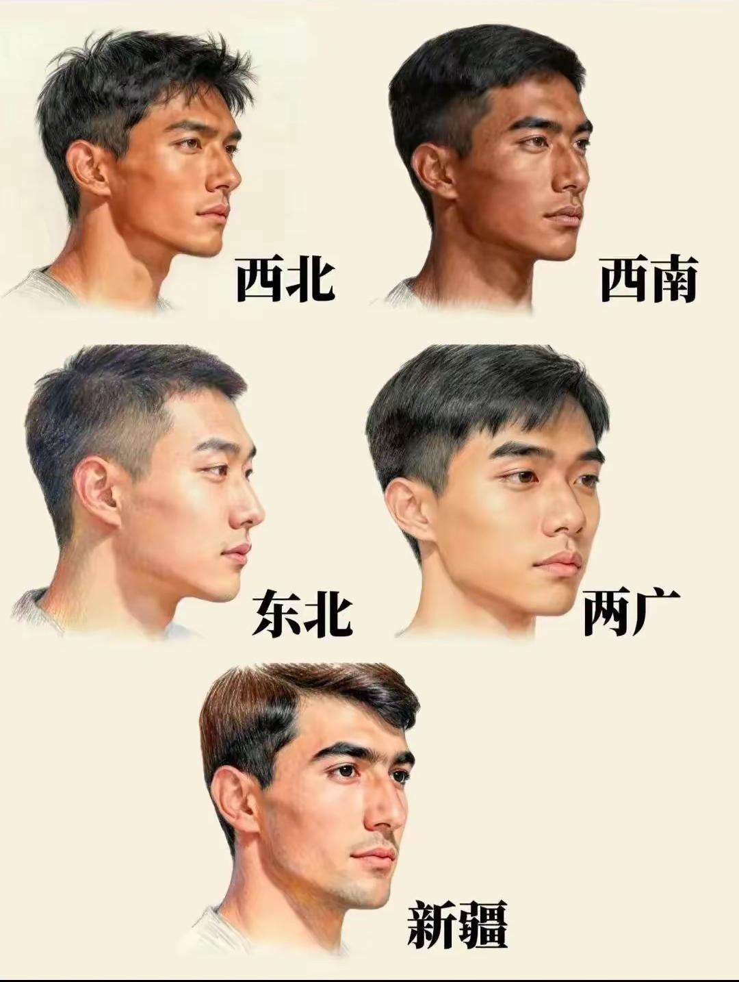 这个区域长相刻画与实际差太多了，只有东北人刻画的有点意思，两广人像越南人，长相非