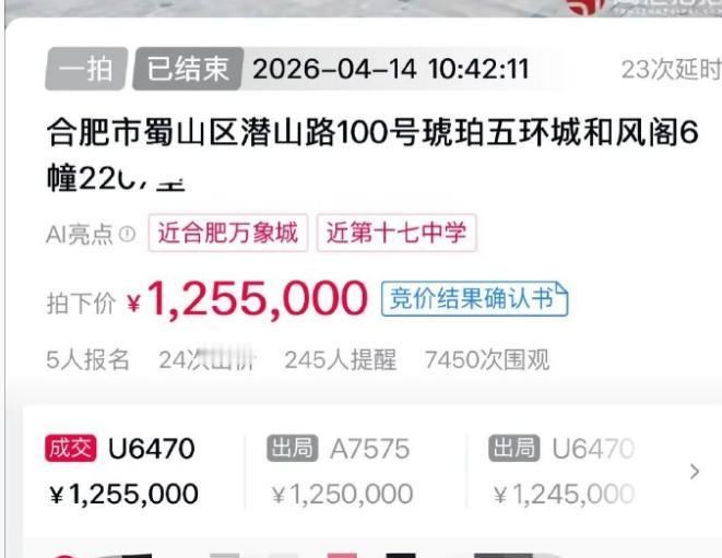 1.2万！合肥政务一小区二手房成交价！市民分享：政务区琥
