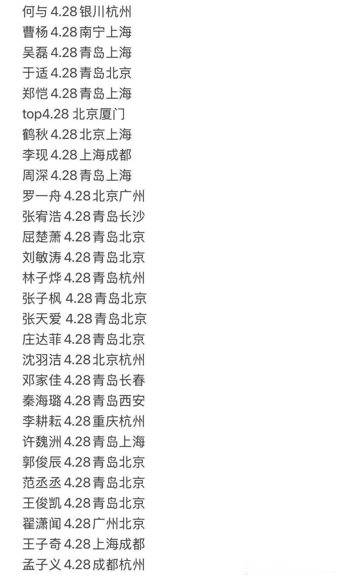 明星行程汇总，祝大家追星成功[爱心]​​​