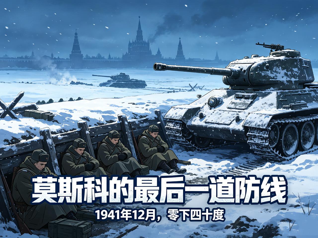 1941年12月，莫斯科城郊。温度跌到零下四十度。德国坦克冻在雪地里发动不了