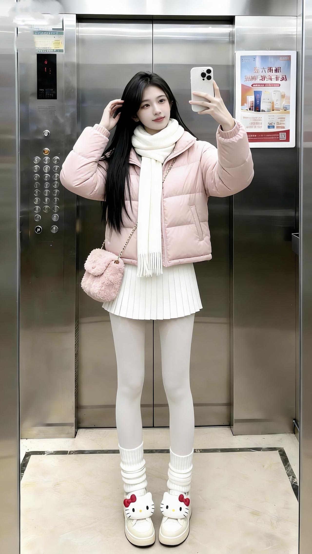 谁还不是个甜妹呢！甜妹风日常分享电梯拍照甜系女孩