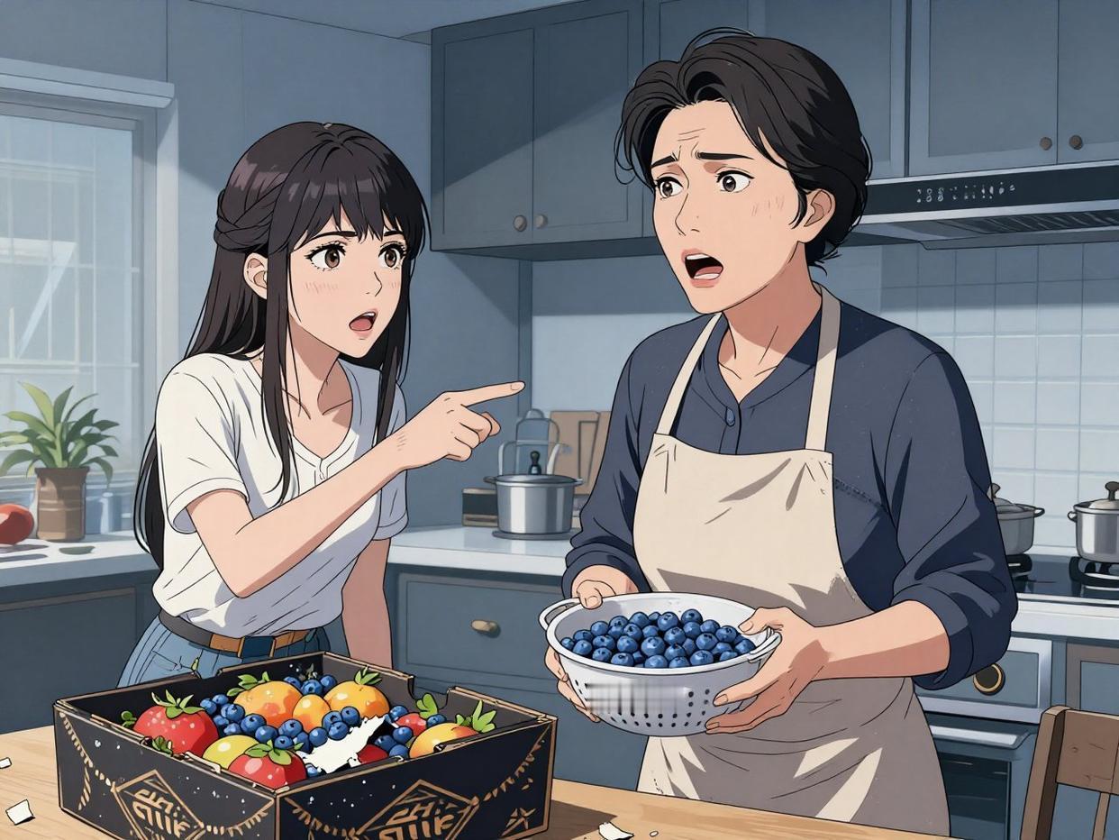 儿媳妇昨天买了一筐子蓝莓，看着有二三斤，我一看买了这么多，就拿袋子装一些，准备给