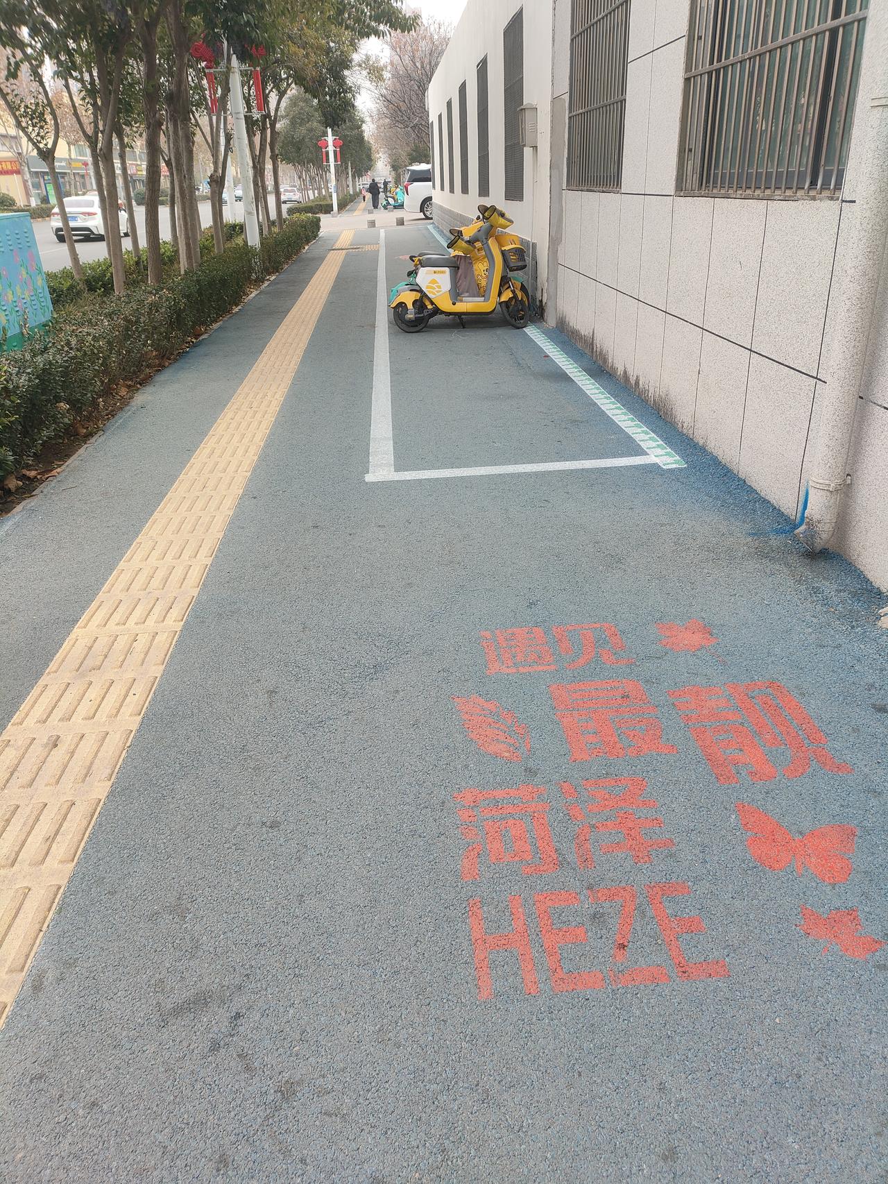 菏泽也真是出息了，一条普通的人行道搞得这么高大上。前些年菏泽的经济发展真不怎么