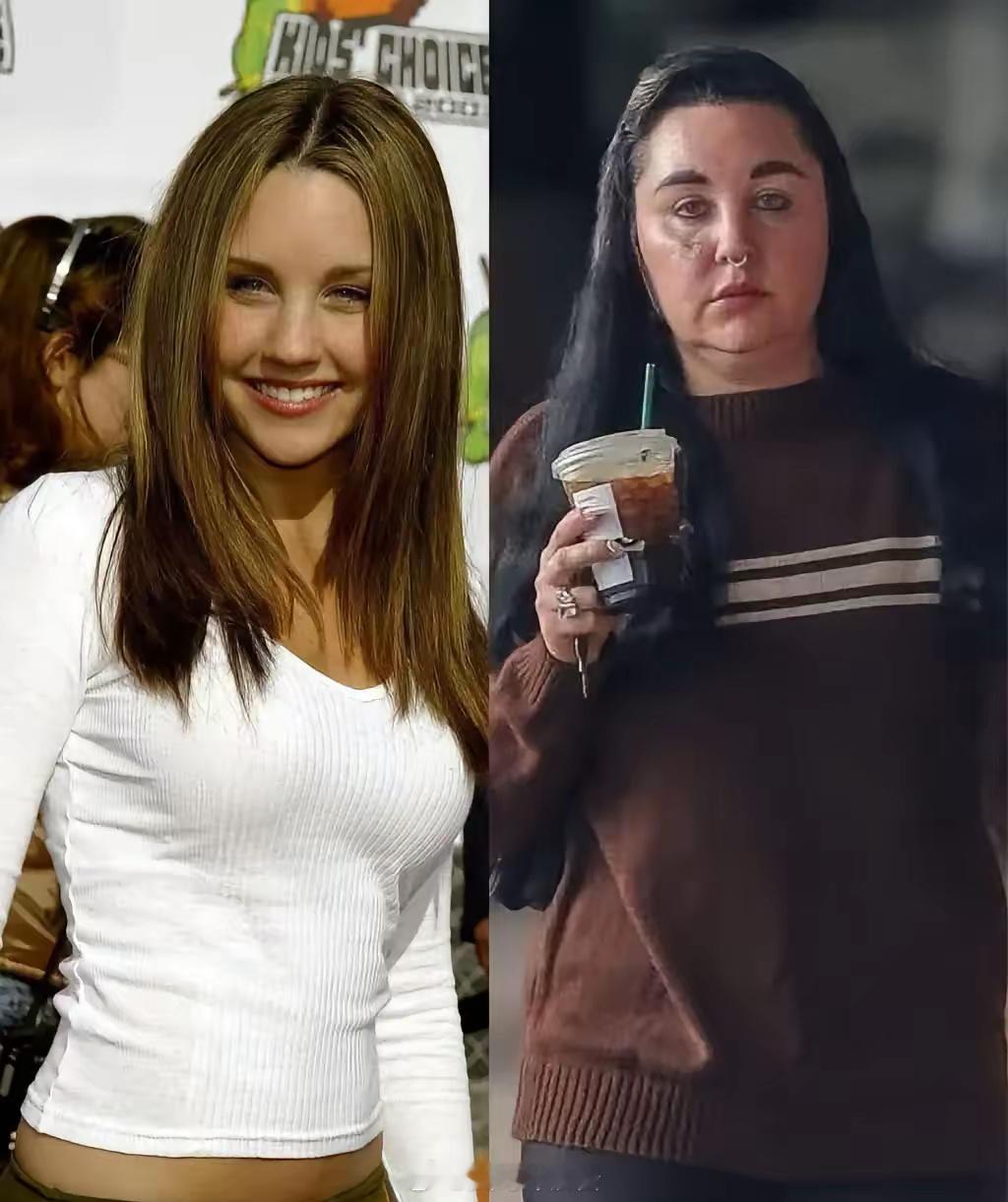 2003年和2025年的阿曼达·拜恩斯AmandaBynes。​​​