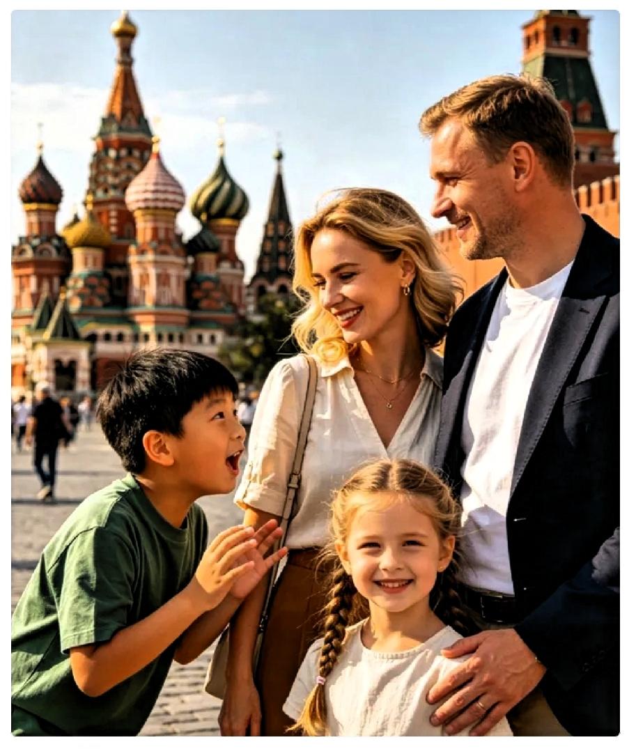 破防了！俄罗斯一家三口来中国旅游，当准备离开中国时，小男孩竟然偷偷找到海关人