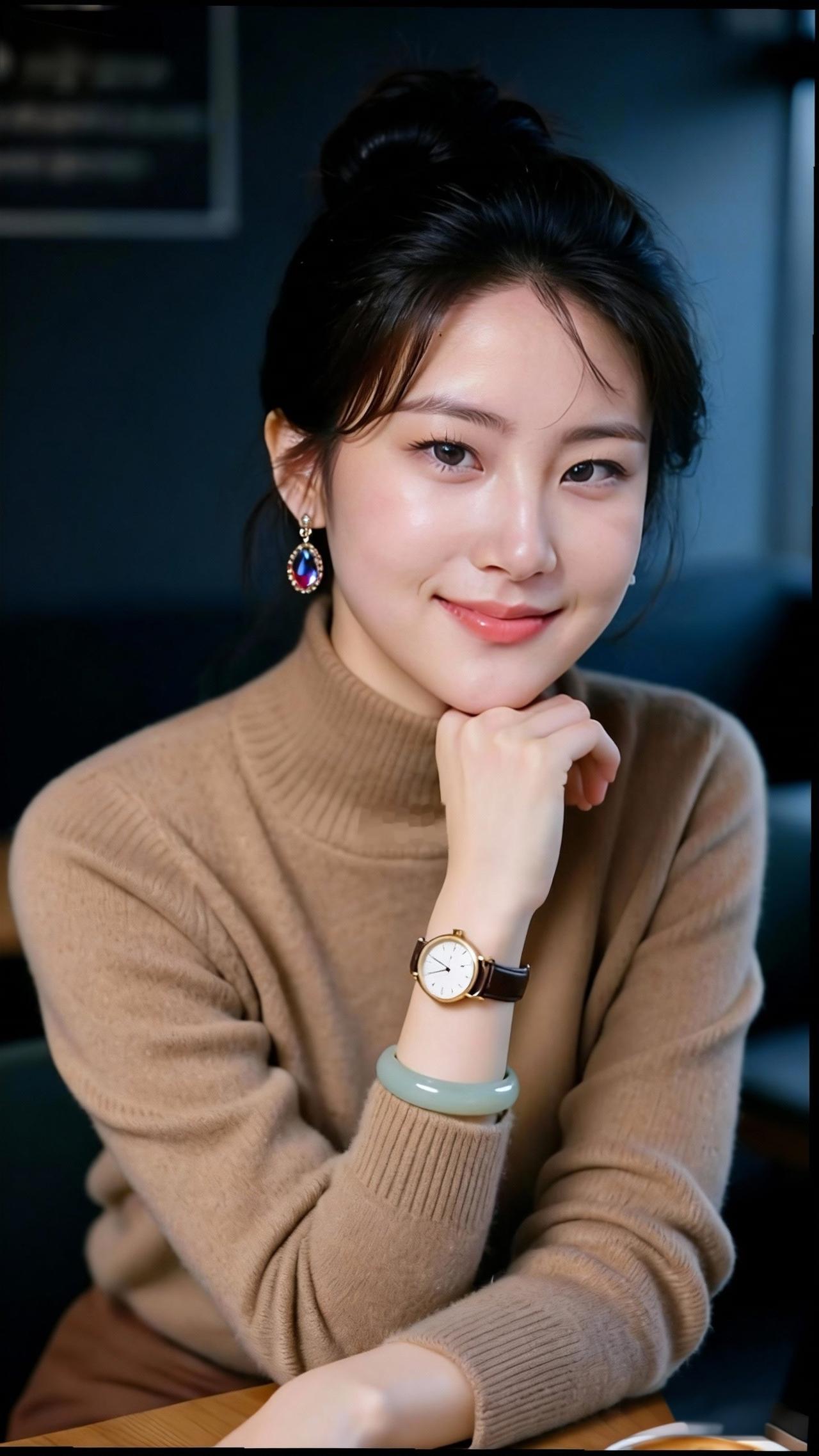 温柔甜美的冬日穿搭，搭配精致的首饰，尽显优雅气质。