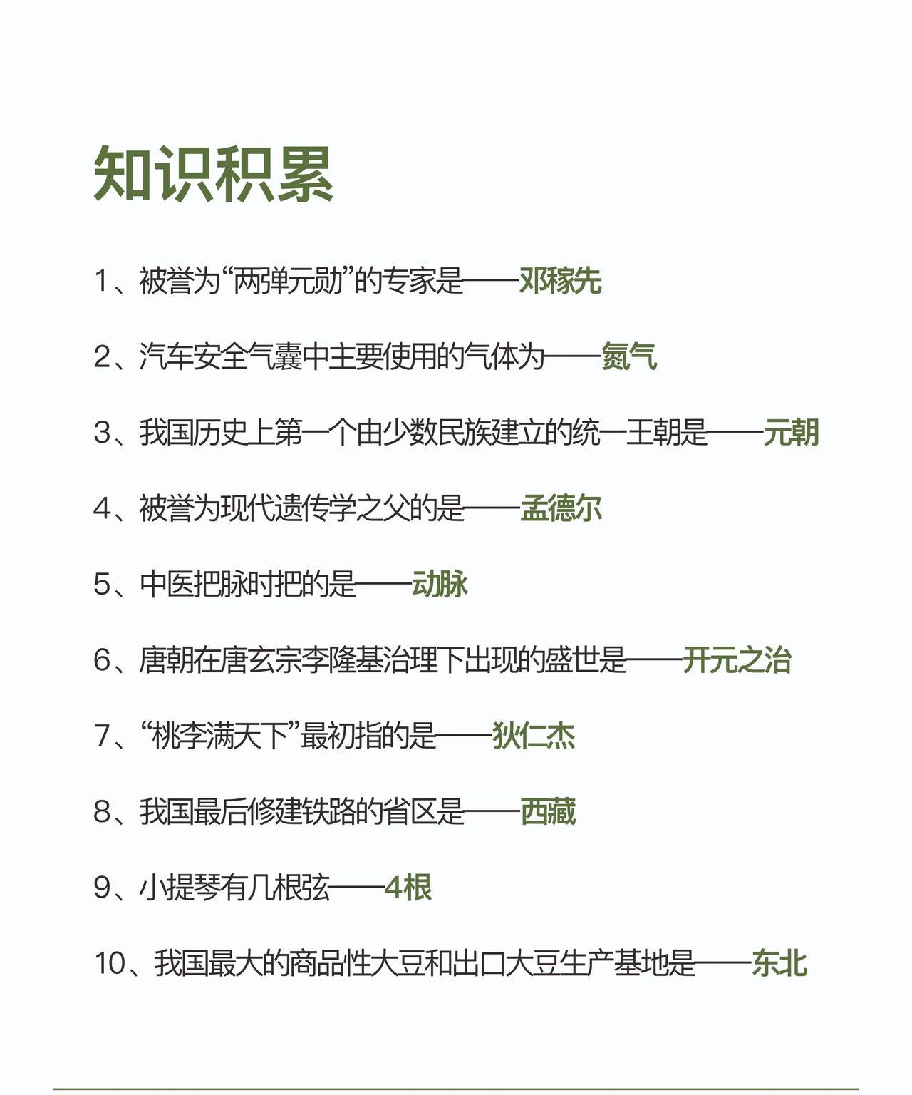 每天了解十个小知识（11）#知识##每日一学#