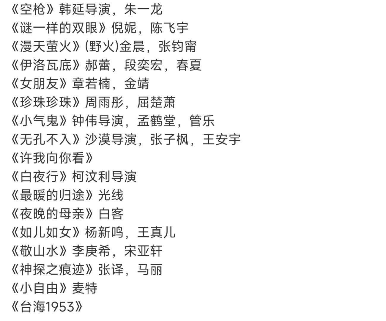 即将开机的电影项目电影市场虽然🥶，但是要开机的项目还是不少，💰确实挺多的
