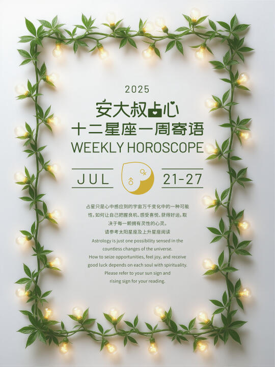 理性热爱|安大叔占心星座寄语2025.7.21-27