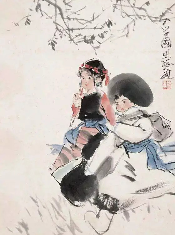 周思聪的写意人物画。周思聪（1939年—1996年），天津宁河人，中国美术家协会