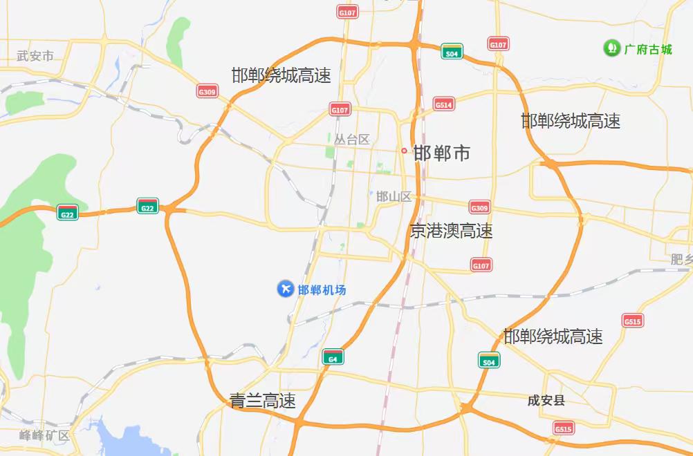 邯郸的绕城高速如此规整邯郸高速公路路网布局规整，整体以环城高速为