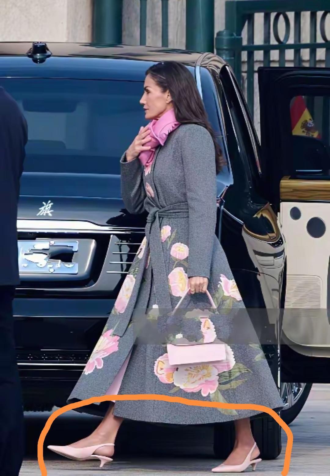 11月12日，莱蒂奇娅王后从四川到达北京，盛装抵达人民大会堂，北京天气寒冷，王后