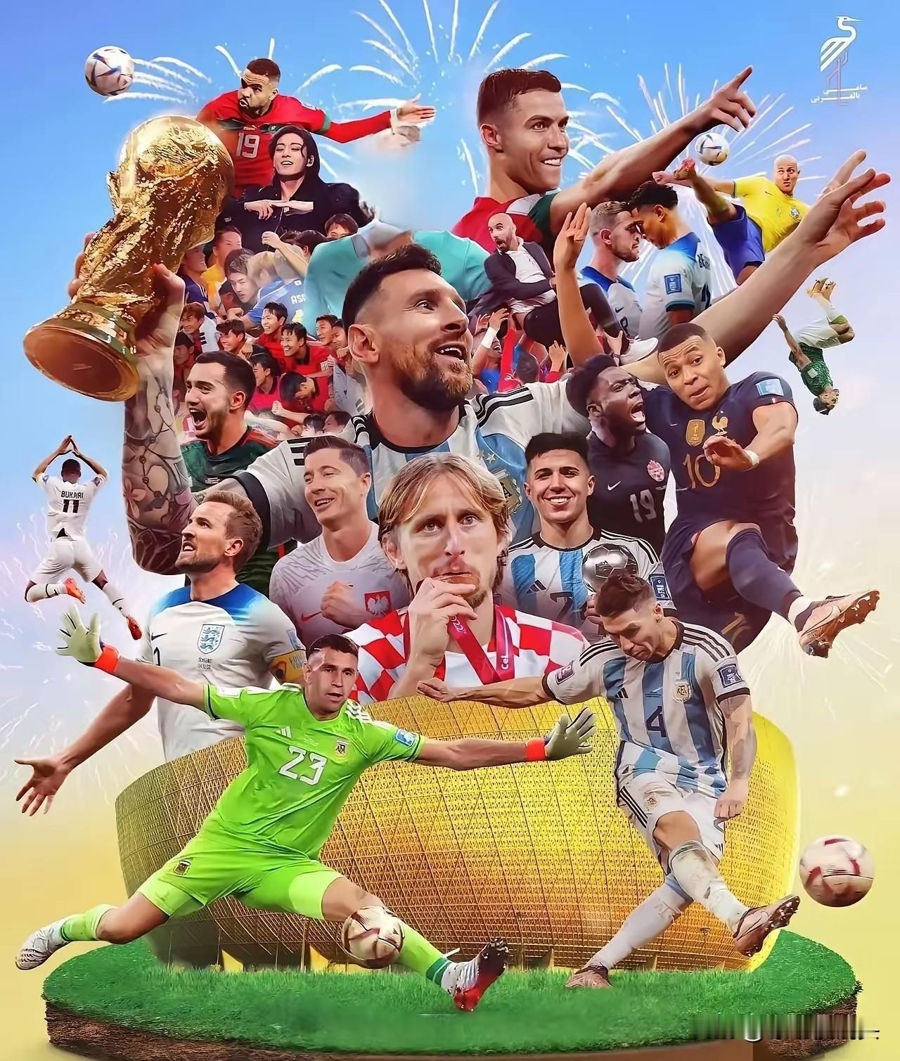 国际足联这是把C罗的脸面按地上摩擦吗？梅西手捧大力神杯，莫德里奇嘴含世界杯亚