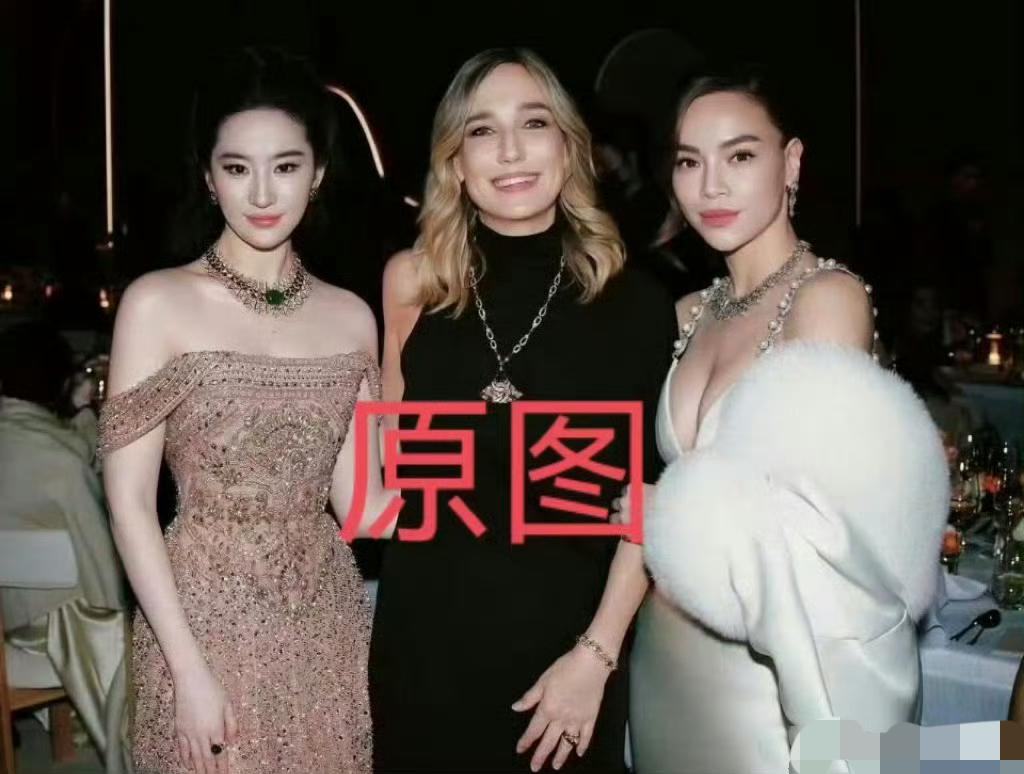 我不觉得裁掉的只是一张照片宝格丽晚宴那晚，刘亦菲穿着香槟金高定，满钻流光，压
