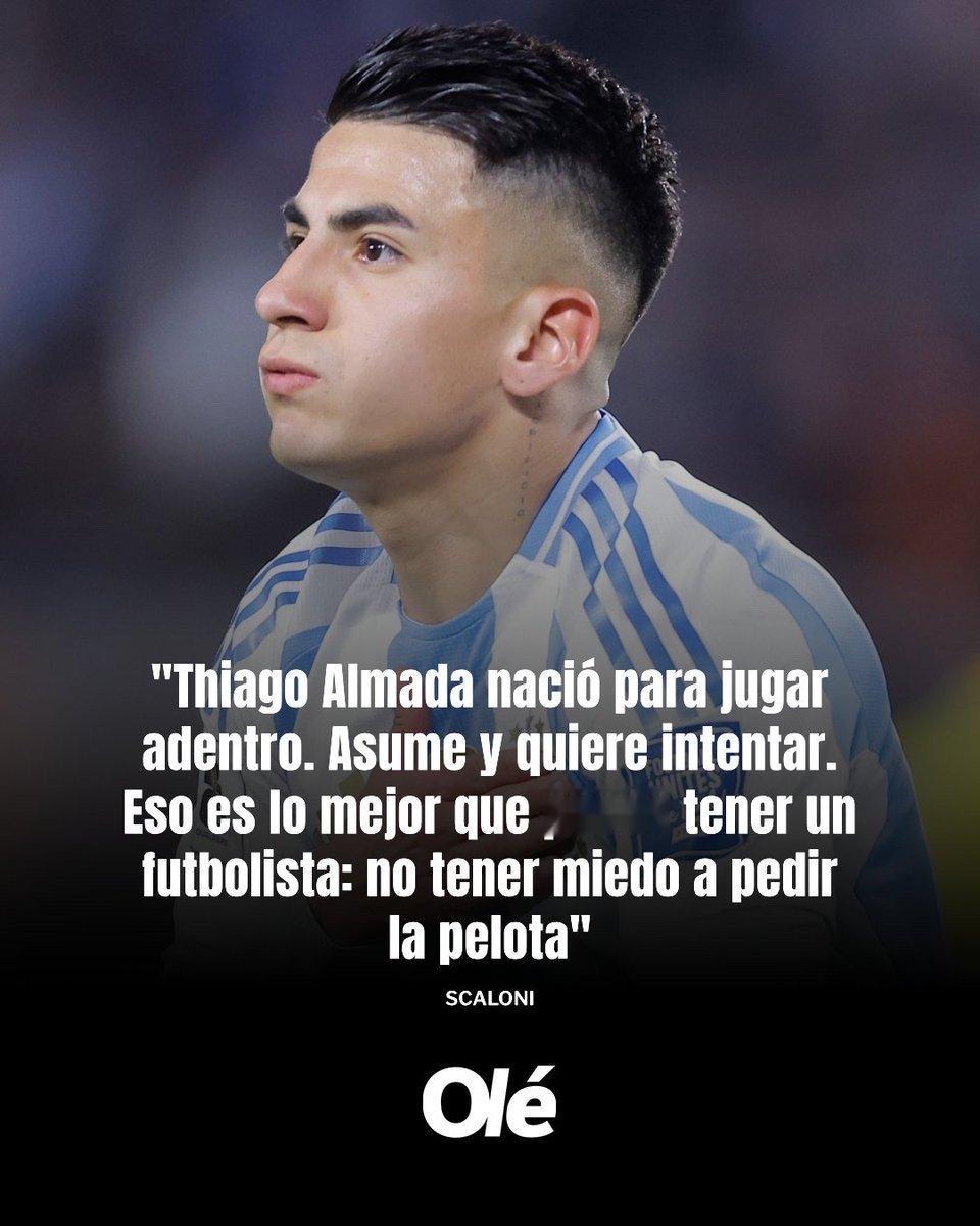 🎙斯卡洛尼赛后称赞阿尔马达🇦🇷👏“蒂亚戈的跑动很自由。今天我们让他比平时