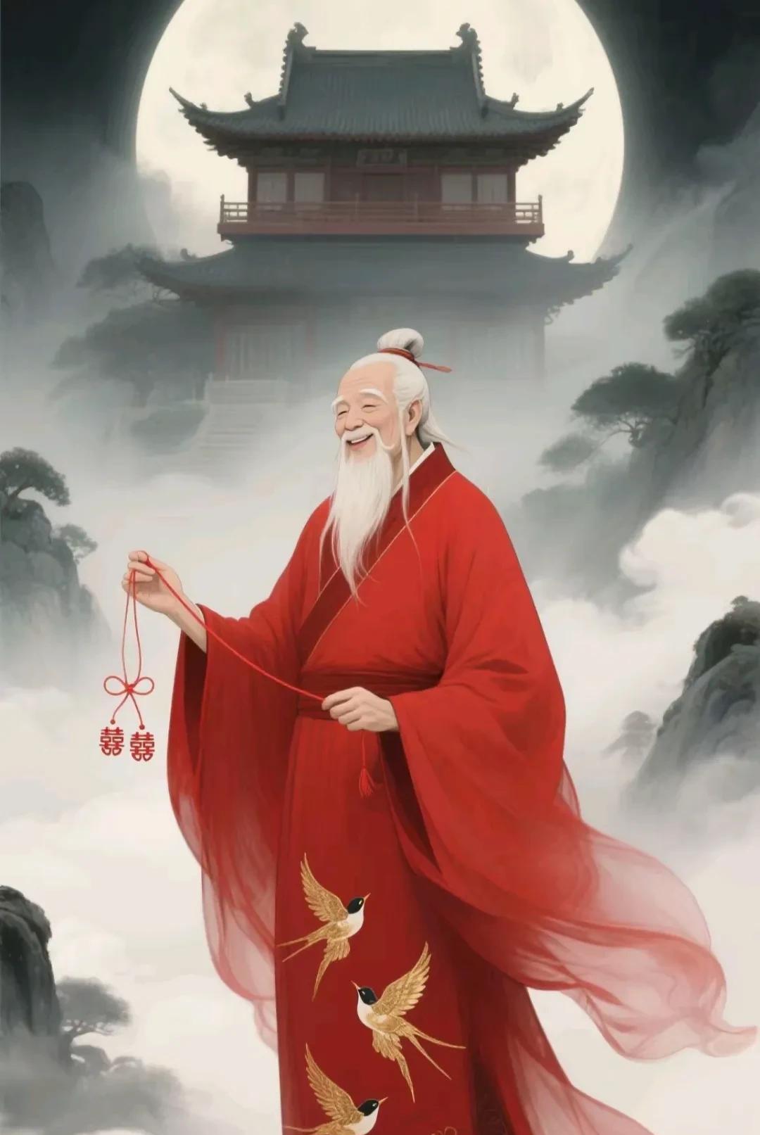 在月老座前，祈愿红线牵良缘。愿单身者得遇真心人，眼波交汇间惊鸿一瞥，以真诚换真心