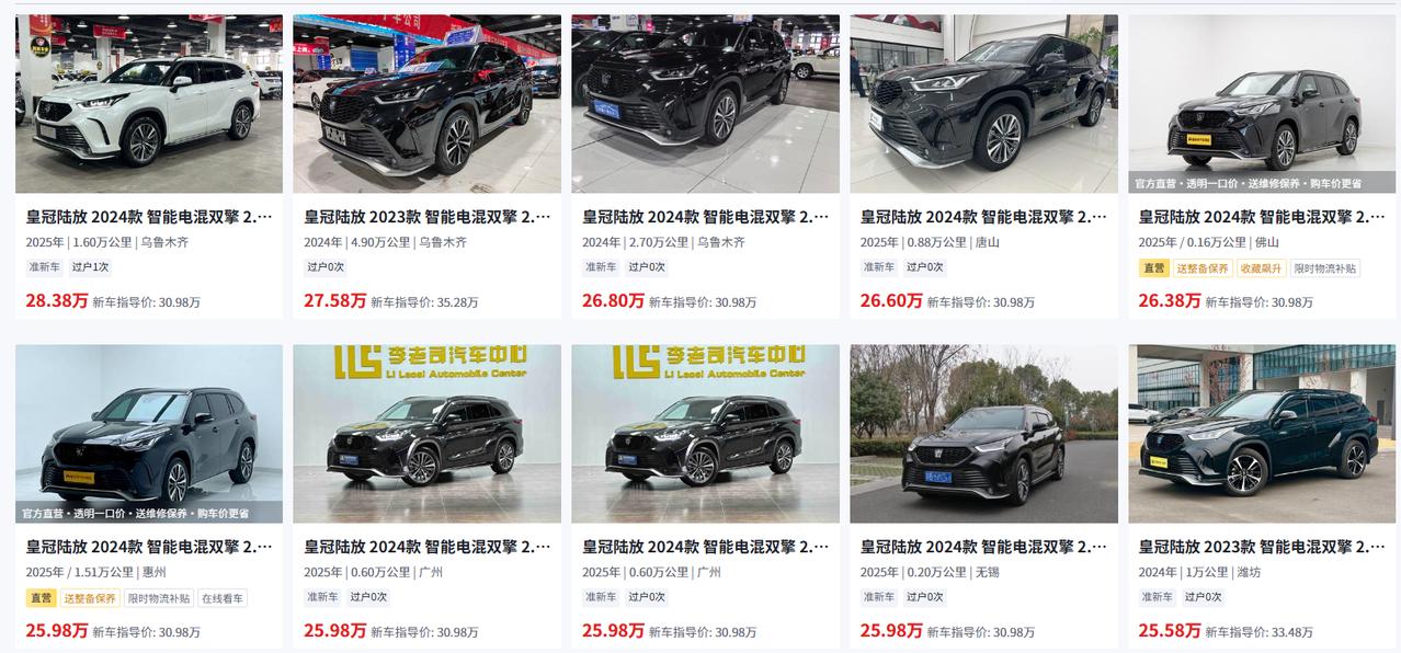 老有朋友私信我：“我看二手平台上那辆皇冠陆放才开了两三年，价格比新车便宜好几万，