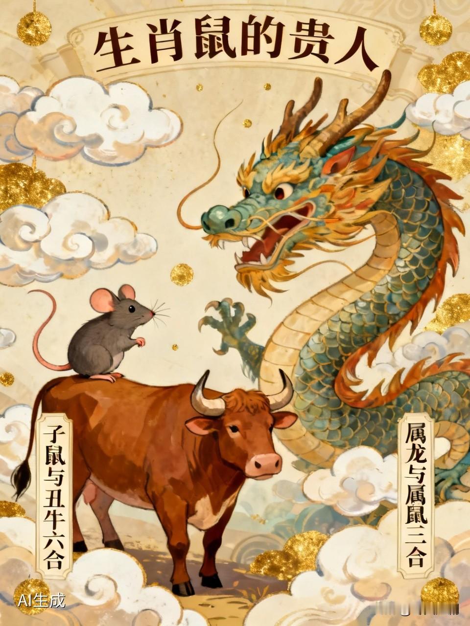 要说生肖鼠的贵人，首推属牛和属龙的。在命理学里，子鼠与丑牛六合，这关系奇妙得很。
