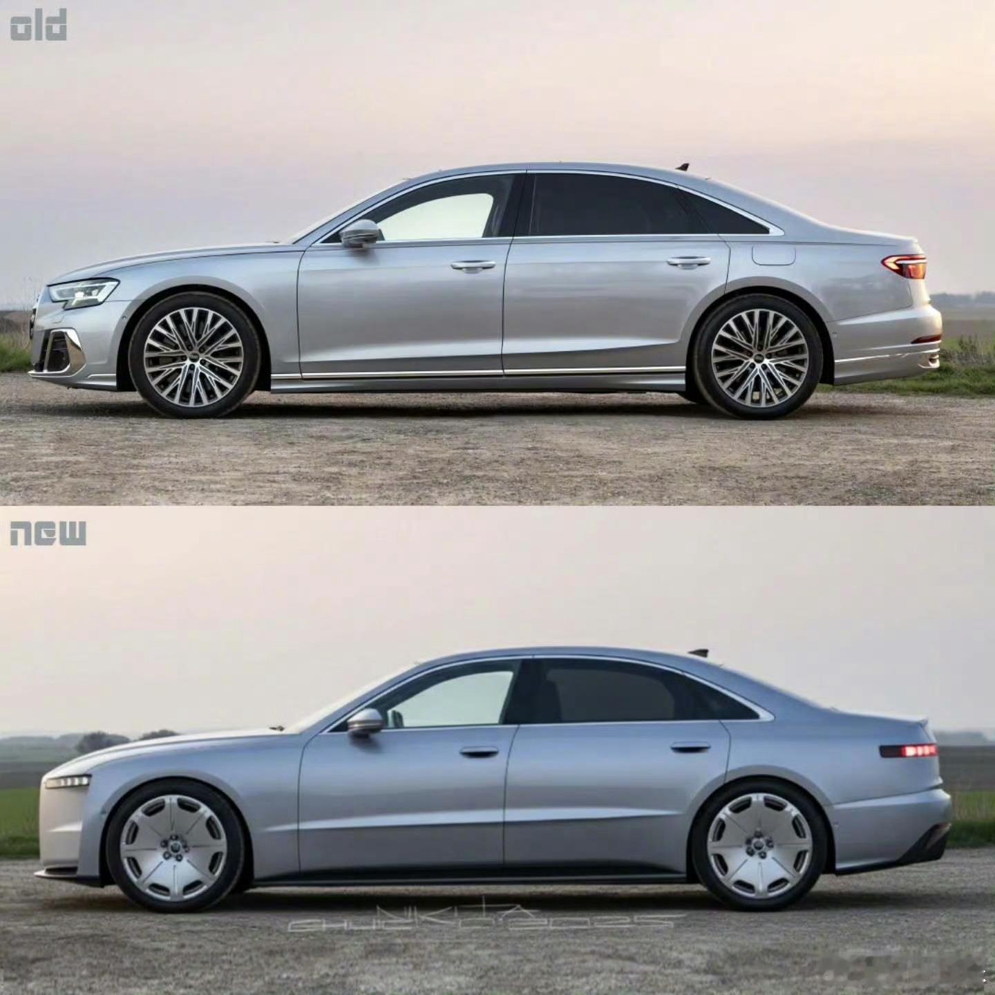 外媒做的“新”奥迪A8概念渲染图，对比一看明显，老款是商务豪华感，新款是极简未来